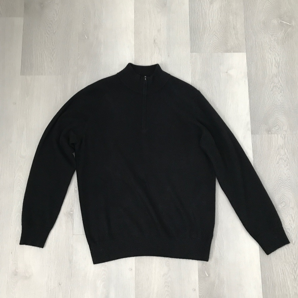 STATE CASHMERE MENS QUARTER ZIP SWEATER LONG SLEEVES PULLOVER LARGE